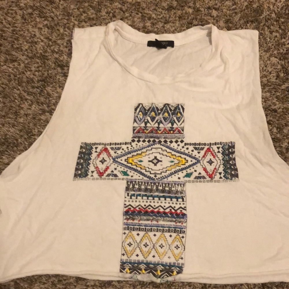 White tribal pattern crop top